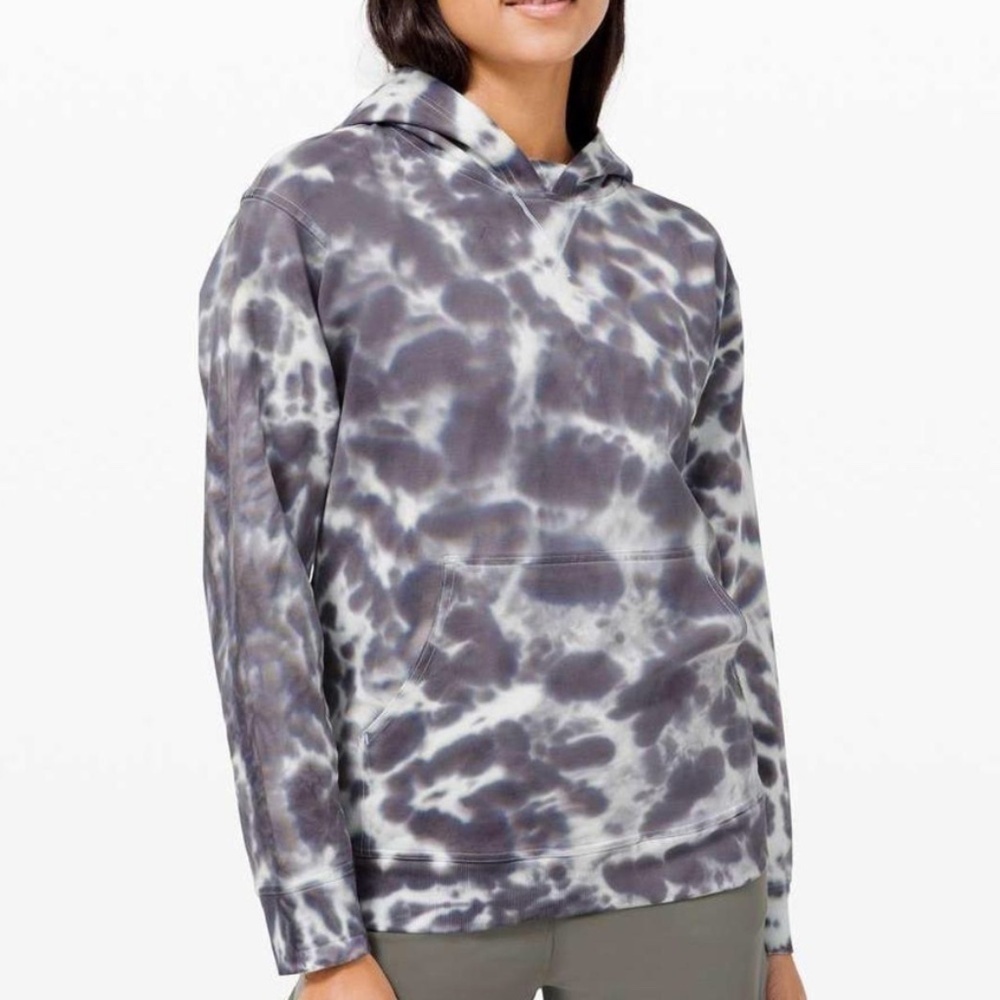Lululemon All Yours Hoodie Tie Dye Fleece Marmoleado Tie Dye Graphite Grey Sz 10